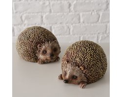 Egel - 2 set - Beeld - Polyresin - Bruin - 11x8x6cm