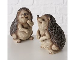 Egel - 2 set - Beeld - Polyresin - bruin - 12cm