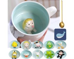 Egel Mok Gift Grappige Koffiemok 3D Dier Cup Keramische Leuke 11oz Thee Kop met Lepel & Coaster Kerst Koffie Thee Mok Zoete Verjaardagscadeau voor Vriend Vrouwen Mannen