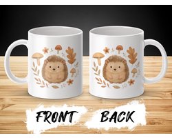 Egel Mok, Herfst Design, Paddenstoel, Bladeren, Schattige Mok, Cadeau Idee, Keramische Mok, Thee Mok, Koffie Mok, Leuke Mok