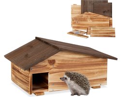 Egelhuis - hout - met bodem - 2 kamers - 24 x 46 x 33,5 cm - bruin