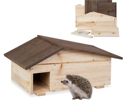 Egelhuis - hout - met bodem - 2 kamers - 24 x 46 x 33,5 cm - natuur