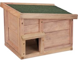 egelhuis - hout - met bodem - 2 kamers - overwinteringsplek - 30 x 40 x 34 cm - lichtbruin
