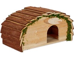 egelhuis met bodem - 18 x 34 x 17 cm - hout - mos