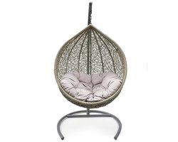Egg chair - Hangstoel - 100cm Rond - Taupe-grijs - incl. kussen
