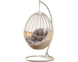 egg chair - hangstoel - cream - hoefijzer frame - inclusief kussen