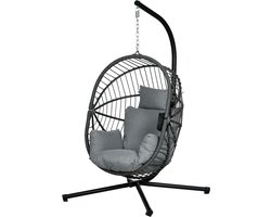 Egg Hangstoel - Hangstoel met Standaard - Chair voor Binnen en Buiten - Donkergrijs