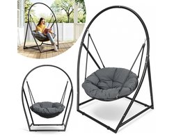 Egg Hangstoel - met Frame - Hangschommel - Voor Binnen & Buiten - met Standaard - Egg Chair - tot 150 kg - Incl. Kussen