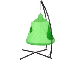 Egg hangstoel - Voor kinderen - Hangmat X-standaard - met Boomentent - Speeltent Binnen en Buiten - Egg chair cocoon - Metalen Schommelstoel - Groen