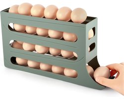 Egg Holder - 4-Tier Rolling Egg Dispenser - Automatische Eieren Dispenser - Eieren Opslag in Koelkast - Keuken en Kasten - Grijs