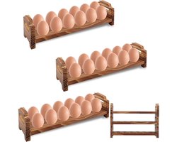 Egg Holder - Stapelbaar Ontwerp - 3 Niveaus voor 36 Eieren - Keuken Rack Organisator - Houten Eieren Stand voor Eend, Kalkoen, Kippen Eieren