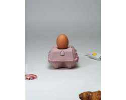 EggboxLAMP Rosé - Betonnen lamp basis - 1kg cement - met Egglamp bruin 2 Watt - 230V