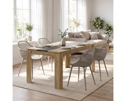 EGGREE 4-delige eetkamerset - tafel- en stoelenset voor 4 personen - inclusief stoelen met armleuningen - geschikt voor keuken - eetkamer of woonkamer (tafel van 160 x 80 x 75 cm + 6 Grijze eetkamerstoelen)