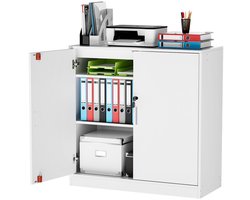 EGGREE Archiefkast - Afsluitbare kast met verstelbare legplanken - Veelzijdige opbergkast - Voor kantoor, thuiskantoor, woonkamer of garage - Wit
