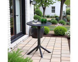 EGGREE Balkontafel - outdoor loungetafel - ronde balkontafel - kunststof tuinzijtafel - terrastafel - kleine tuintafel / outdoor bistrotafel — Stevig duurzaam en eenvoudig te reinigen