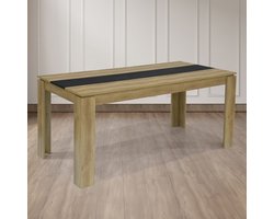 EGGREE Eettafel - houten eettafel voor de keuken - grote tafel voor 6 personen - 160x80x75 cm - eiken en zwart