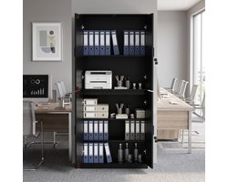 EGGREE houten multifunctionele kast - 80 cm breed – afsluitbare archiefkast – opbergkast met 5 niveaus