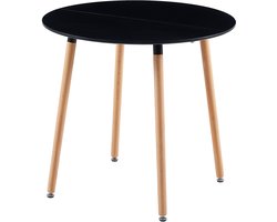 EGGREE Moderne ronde eettafel - Tweedelig bureaublad - Voor 2-4 personen - 80 x 80 x 75 cm - Zwart