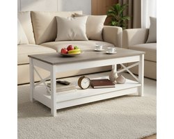 EGGREE salontafel - landelijke stijl - salontafel met opbergruimte voor de woonkamer of slaapkamer - 100 x 50 x 45 cm