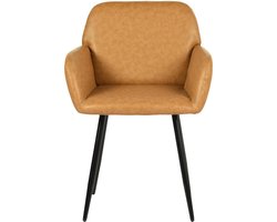 EGGREE Scandinavische gestoffeerde eetkamerstoelen met fluwelen armleuningen - Ergonomische metalen poten - Stoel voor woonkamer of kantoor - Bruin