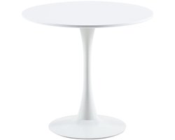 EGGREE Scandinavische moderne ronde eettafel - diameter 80 cm - Tweedelig bureaublad - wit