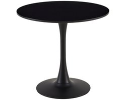 EGGREE Scandinavische moderne ronde eettafel - diameter 80 cm -Tweedelig bureaublad - zwart