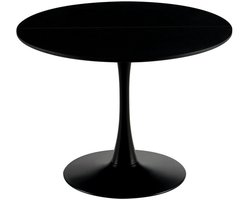 EGGREE Scandinavische moderne ronde eettafel - voor 2-4 personen - diameter 100 cm - Tweedelig bureaublad - zwart