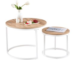 EGGREE Set van 2 Scandinavische salontafels - Woonkamertafels - 60x45cm - 40x35cm - Eikenkleur