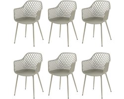 EGGREE Set van 6 tuinstoelen met armleuningen - loungestoelen - Tuinstoelen - Maximale belasting: 120 kg - Grijs