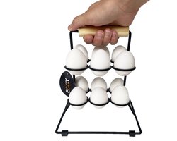 Eggy - Eierhouder - Eierrek Koelkast - Eieren Bewaren - Eierdoos - Eiermand - Etagere Zwart - 12 eieren