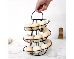 EGGY - Eierrek Metaal Zwart - Eierrekje - Eierdoos - Eiermand - Eierschaal - Eieren bewaren Incl. Garde en Eierscheider