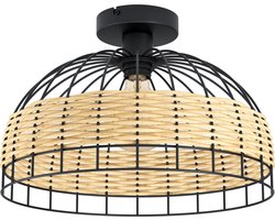 EGLO Anwick Plafondlamp - E27 - Ø 38 cm - Zwart/Rotan
