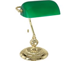 EGLO Banker - Bureaulamp - Tafellamp - E27 - 39 cm - Goud/Groen