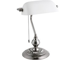 EGLO Banker Bureaulamp - Tafellamp - E27 - 39 cm - Grijs/Wit