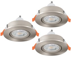 EGLO Barranco Inbouwspot - GU10 - Ø 9 cm - Grijs - Set van 3 stuks - Kantelbaar