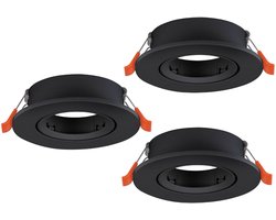 EGLO Barranco Inbouwspot - GU10 - Ø 9 cm - Zwart - Set van 3 stuks - Kantelbaar