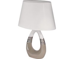 EGLO Bellariva 1 tafellamp - 1 lichts - E14 - 31 cm. - taupe, chroom, wit
