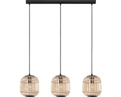 EGLO Bordesley Hanglamp - E27 - 91 cm - Zwart/Hout