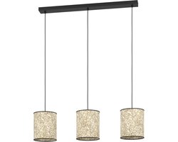 EGLO Butterburn Hanglamp - E27 - 86 cm - Zwart|Wit|Groen - Berkenbladeren