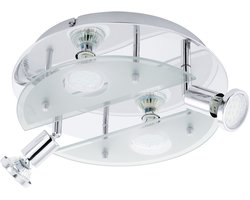 EGLO Cabo 1 - Wand/Plafondlamp - 4 Lichts - Ø290mm. - Chroom - Wit, Helder