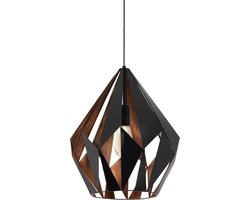 EGLO Carlton 1 Hanglamp - E27 - Ø 38,5 cm - Zwart/Koper