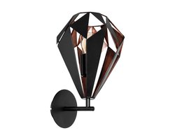 EGLO Carlton 1 Wandlamp - E27 - 33 cm - Zwart/Koper