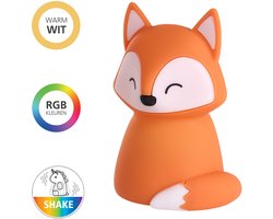 EGLO Castellino Vos Nachtlampje Kinderen & Baby - Draadloos - 15 cm - Oranje - RGB & Wit Licht - Oplaadbaar - Touch bediening