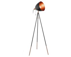 EGLO Chester Vloerlamp - E27 - 149,5 cm - Zwart/Koper