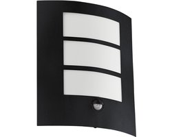 EGLO City Wandlamp Buiten - Bewegingssensor - E27 - 26 cm - Zwart/Wit