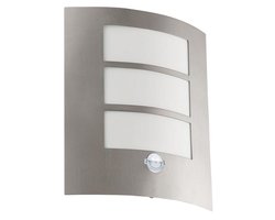 EGLO City Wandlamp Buiten - E27 - 26 cm - Bewegingssensor - RVS