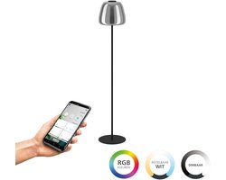 EGLO connect.z Alfero-Z Staande lamp - RGB - Staal|Glas - Zwart|Chroom