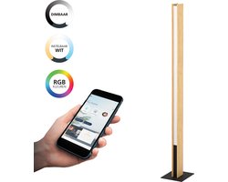 EGLO connect.z Anchorena-Z Vloerlamp - 150 cm - Bruin|Zwart|Wit - Instelbaar RGB & wit licht - Dimbaar - Zigbee