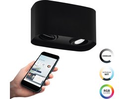 EGLO connect.z Caminales-Z Smart Plafondlamp - GU10 - 24 cm - Zwart - Instelbaar RGB & wit licht - Dimbaar - Zigbee