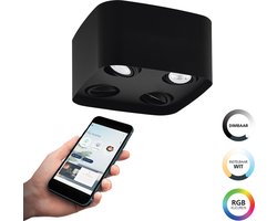 EGLO connect.z Caminales-Z Smart Plafondlamp - GU10 - 24 cm - Zwart - Instelbaar RGB & wit licht - Dimbaar - Zigbee